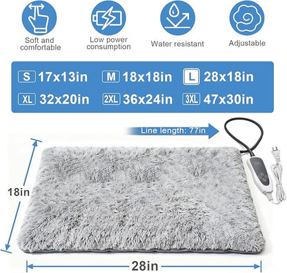 GOLOPET Dog Heating Pad 28x18 in with Smart Thermostat Switch and Power Line Protection Tube,Obtained MET and UL Dual Certification,Waterproof Puppy Heating Pad- Gray 1