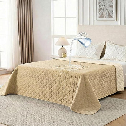 FunFurry Waterproof Dog Blanket, Couch Cover for Dogs Washable, Reversible Dog Bed Cover, Couch Furniture Protector. (Dark＆Light Beige, 68 X 82 Inch - 1 Pack)