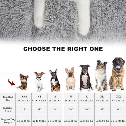 Bedfolks Waterproof Crate Bed, Plush Dog & Cat Kennel Pad with Removable Cover, Faux Fur, Washable, 23"x18", Solid Light Grey
