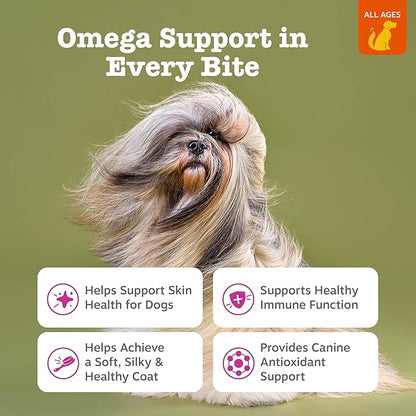 Zesty Paws Salmon Oil for Dogs Skin and Coat, Omega 3 Fish Oil Chews, Dog Allergy Relief Chews, Itch Relief Supplement, 90 Count, Bacon Flavor