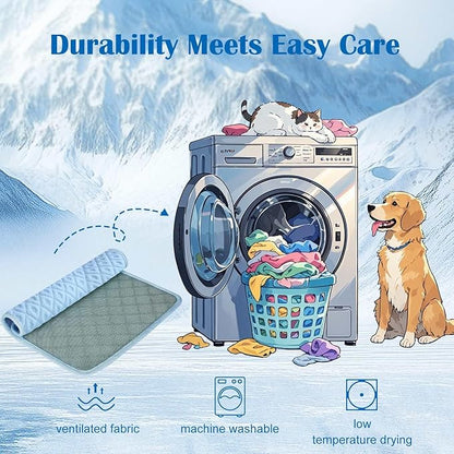 Upgraded Dog Cooling Mat for Large Dogs Cats,Q-Max>0.45 Chill Cool Fiber Rapid Cooling,Breathable Non-Slip Crate Pad,Portable Washable Kennel Bed for Summer Indoor Outdoor,39.0×27.5in,,Light Blue