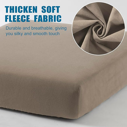 100% Waterproof Couch Cushion Covers, Stretch Sofa Seat Covers, Reversible Protector Covers for Pets, Washable (Loveseat Cushion, Sand), Medium