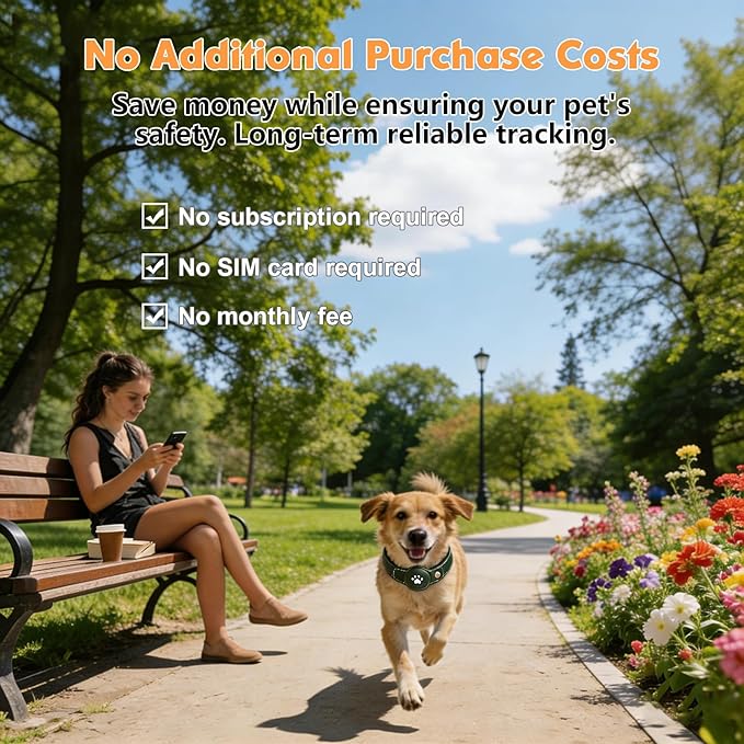 2-in-1 GPS Tracker for Dogs: Smart Pet Collar with Real-Time Tracking,No Monthly Fee/Subscription (iOS Only) Waterproof, Anti-Lost,365-Day Long Battery Life GPS Tracker Dog Collar(Tracker Included)