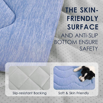 ASENKU Dog Cooling Mat, Portable & Durable Cooling Mat for Dogs, Summer Anti-Slip Breathable Cooling Bed for Medium-Large Dogs 35–60 lbs (Husky, Bulldog, Border Collie), 36x28 inches, Blue Diamond