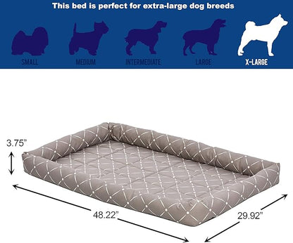 Midwest Homes for Pets 40248-MRD Quiet Time Couture Ashton Bolster Pet Bed, X-Large Dog/48, Mushroom