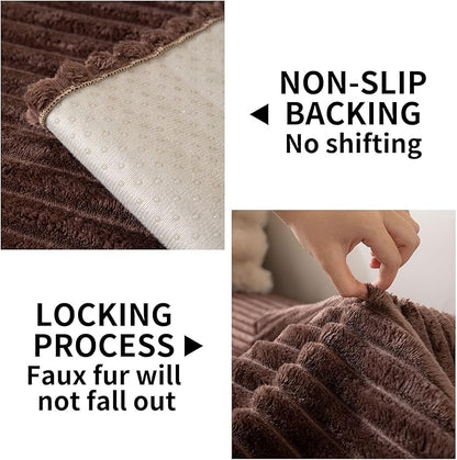 HAOMAIJIA Waterproof Couch Cover for Dogs Washable,Faux Fur Pet Couch Covers for Sofa,Soft Dog Bed Cover Non-Slip Couch Covers for 3 Cushion Couch Sofa Pet Friendly (Brown, 35" x 82" 1 Pack)
