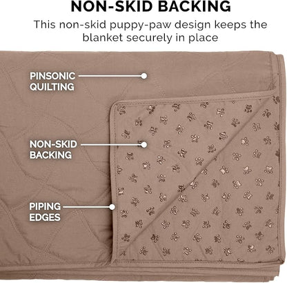 Furhaven Waterproof & Non-Slip Twin Size Mattress Cover Protector for Dogs & Cats, Washable, For Beds, Couches, & Car Seats - Quilted Twill Blanket Mattress Cover - Brownstone, Small/Twin Size