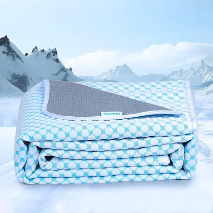 Cooling Blanket for Dogs - Q-MAX>0.4 Waterproof Pet Throw Blanket Bed Cover, Non-Slip Dog Blankets for Couch Protector, Washable Furniture Cover for Summer, Pearl Blue,40x50