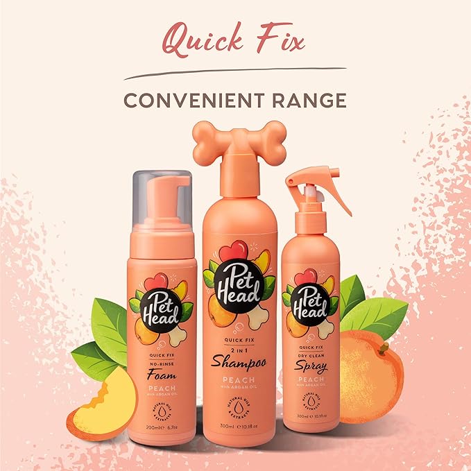 Pet Head Quick Fix Paw and Body Wipes for Cats and Dogs | Peach Scent with Aloe Vera | Biodegradable Pet Hygiene Cleaning Wipes | pH-Neutral | Vegan | For an Easy & Speedy Freshen-Up | 80 pack