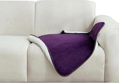 gogobunny Waterproof Pet Blanket for Small Dogs and Cats, Reversible Sherpa Fleece Soft Plush Throw for Couch Protection, Washable Furniture Protector (Dark Purple, 30x30 inches)