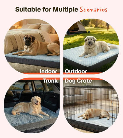 Dog Bed for Crate, Extra Large Cooling Mat for Dogs, Waterproof Dog Bed with Dual Surface Removable Washable Covers, 41 x 27 Inch Pet Bed with Egg Crate Foam