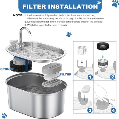 RBAYSALE Cat Water Fountain Replacement Filters - 28 Pack Triple Action With Carbon Filter and Pre-Filter Sponges (14 Filters & 14 Sponges) for Pet Water Fountains