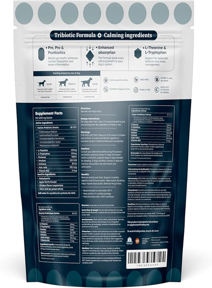 PetCultures Calming Tribiotic Dog Supplement Powder – Supports Stress, L-Tryptophan, L-Theanine, and Gut-Brain Axis Balance - Made in USA (Trial Pack 10-Units)