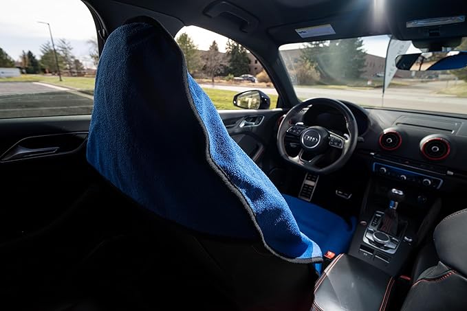 Waterproof Car Seat Towel Cover, Towel that Goes Over Car Seat for Sweat Protection, Quick-Dry Microfiber, Non-Slip Backing, Machine Washable, Fits Cars SUVs Trucks