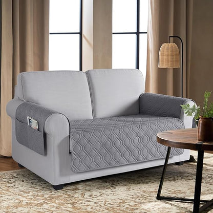 VANSOFY Couch Cover, Waterproof Sofa Covers Washable Slipcover Furniture Protector Couch Seat Covers Non-Slip Couch Cover for Dogs, Pets(Loveseat Plus, Light Gray)