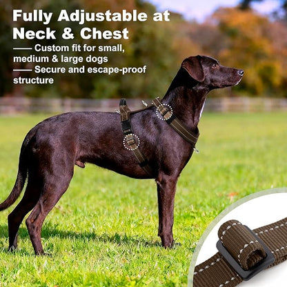 No Pull Dog Harness with Handle, Soft Mesh Padded Adjustable for Small Medium Large Dogs | Reflective Easy Walk Harness with Front Clip for Training, Running & Outdoor (Chocolate, XS)