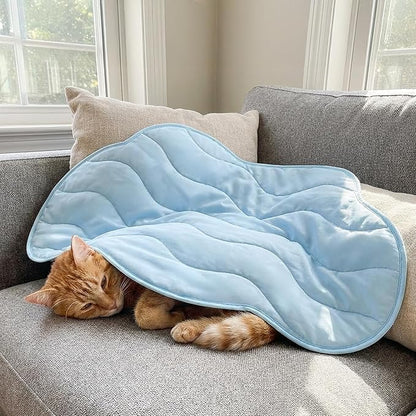 PetAmi Dog Cooling Mat, Cloud Shape, Reversible Cooling Nylon Blanket Soft Fleece Pet Pad for Dogs Cats, Summer All Season Use Q-Max>0.3, Medium 38x48 in, Light Blue