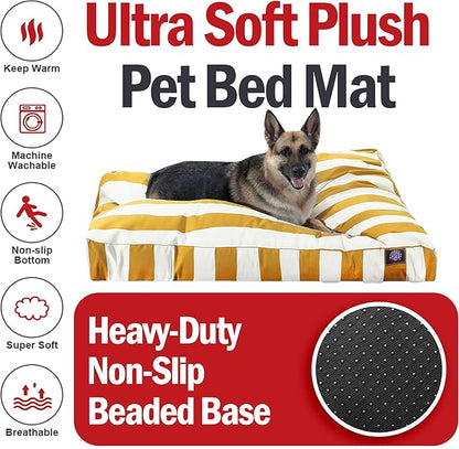 Majestic Pet Stripes Rectangle Large Dog Bed Washable – Non Slip Comfy Pet Bed – Dog Crate Bed with Removable Washable Cover – Dog Kennel Bed for Sleeping, Polyester Fiber, X-Large, Yellow