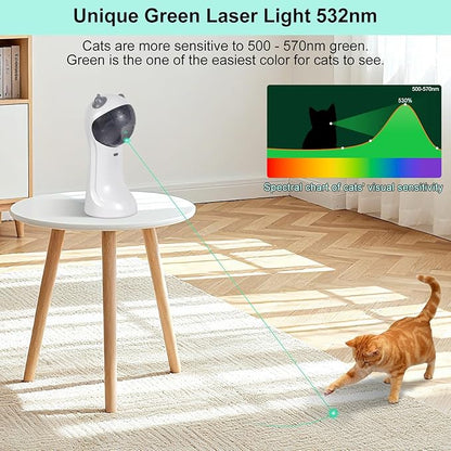 TBTeek Cat Toy, Green Light, Automatic Motion-Activated, 5 Fun Patterns, 4 Speed Modes, Adjustable Light Angles, Random Rotating Trajectory, Rechargeable