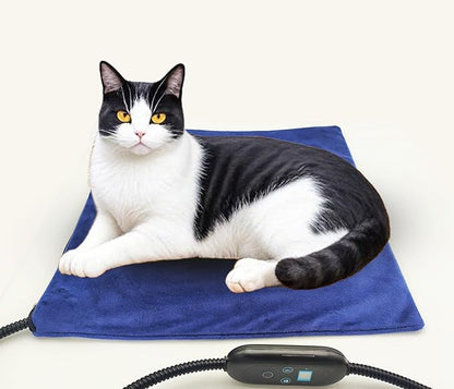 Pet Heating Pad for Cats & Small Dogs -18x18 Inch, 6 Heat Levels with Timer, Waterproof, Removable Washable Cover, Chew-Proof Cord, Digital Display