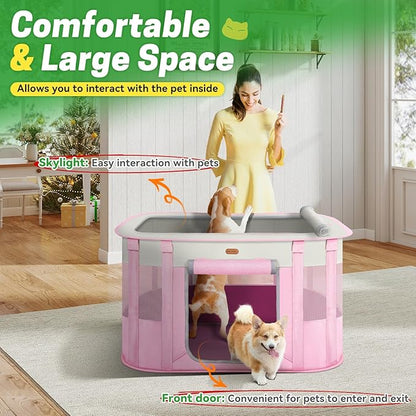 Seiyierr Foldable Pet Playpen - Cat & Puppy Playpen, Travel Dog Crate with Carrying Case, Cat Tent Dog Pen for Outdoor Camping Use