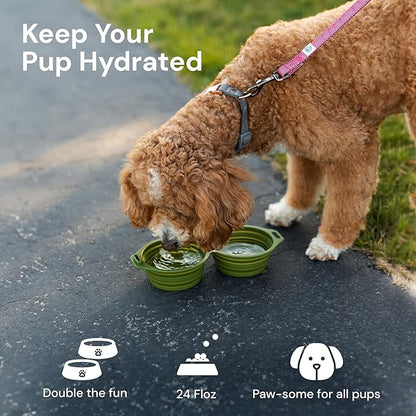 Pup Culture Dual Collapsible Dog Bowls | Silicone Travel Water Bowl for Dogs | Food Grade, No Plastic Rim, Portable Dog Bowl for Food and Water-Easy to Clean | BPA Free and Safe for Your Pup-Lavender
