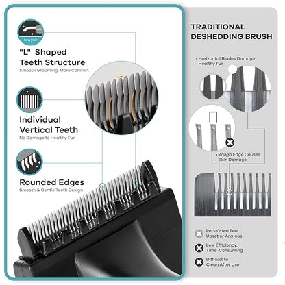 Deshedding Dog Brush for Long Hair (Small,Blue) – Gentle Deshedding Tool for Dogs & Cats – Reduces Shedding, Without damaging Topcoat. Removes Loose Fur & Dead Undercoat.