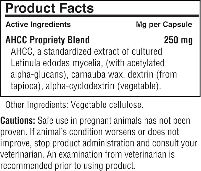 American BioSciences NK-9, AHCC Supplement for Dogs & Cats - Dietary Supplement to Support Immune System - Made for Pet's Immune Defenses - 30 Capsules, 250mg/capsule