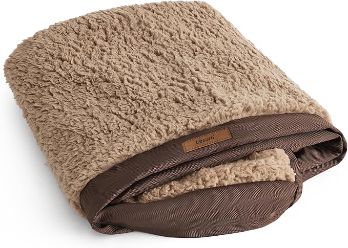 LE SURE Washable Dog Bed Cover Replacement - Large Size Plush Fleece Cover for Orthopedic Egg Crate Foam Pet Mat 36x27x3 Inches, Brown