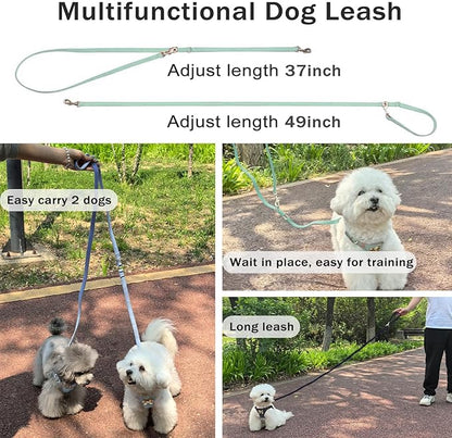 No Pull Dog Harness and Leash Set for Small Sized Dog Training; Puppy Harnesses with Multifunction Dog Leash, Soft Adjustable Denim No Choke Escape Proof Pet Harness for Small and Medium Dog (Teal S)