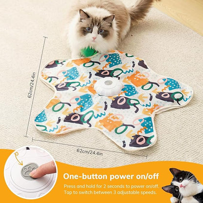Cat Toy, Interactive Cat Toy, Cat Toys Interactive, Rechargeable Hide And Seek Automatic Kitten Toy With 2 Replaceable Wands, 3 Modes, 10-Min Auto-Sleep & Realistic Mouse Sounds For Indoor Cats