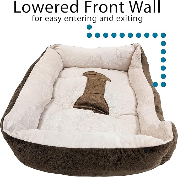 SciencePurchase Small 24" × 18" Luxury Pet Bed for Dogs or Cats - Super Soft, Machine Washable with Waterproof Non-Slip Underside, Low Wall for Easy Entering & Exiting, Folds for Travel & Storage