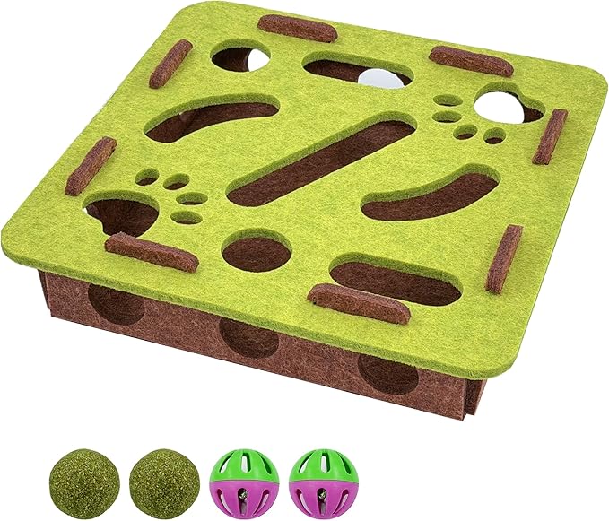 Cat Puzzle Toy Interactive Feeder Cat Scrach Puzzle Enrichment Box for Indoor Cats
