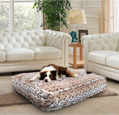 Bessie and Barnie Frosted Willow Extra Plush Shag Faux Fur Luxury Sicilian Rectangle Pet/Dog Bed (Multiple Sizes)