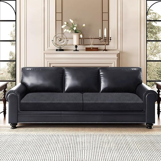 ANARACHON Leather Look Couch Cushion Covers Sofa Seat Slipcovers Sets Couches Furniture Protector for Sectional Armchair Loveseat Pets Kids Stretch Spandex Fabric (2 Cushion Sofa, Dark Grey)