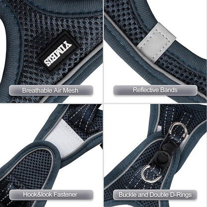 YIMEIS Dog Harness and Leash Set, No Pull Soft Mesh Pet Harness, Reflective Adjustable Puppy Vest for Small Medium Large Dogs, Cats (Navy, Small (Pack of 1)