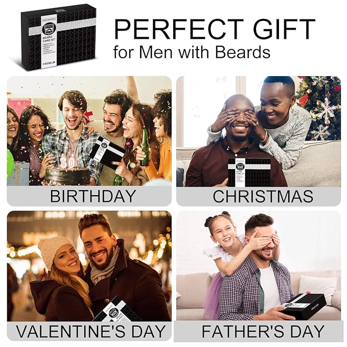 MALE GOD Beard Kit, Beard Growth Kit w/Natural Ingredients Beard Oil & Balm, Men's Care & Grooming Set w/Beard Brush & Comb, Anniversary | Birthday Gifts for Men, Him, Husband, Boyfriend, Dad