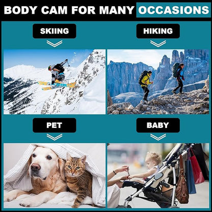 Mini Body Camera, 1080p Wearable Thumb Size Cam with Charging Case, Pet Camera, POV Cam with Motion Detection, Photo Shooting, Video Recording for Cat, Dog, Sport, Waterproof, Black