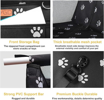 BYGD Dog Car Seat - Breathable & Foldable Pet Basket with Cushion, Suitable for Small & Medium Pets