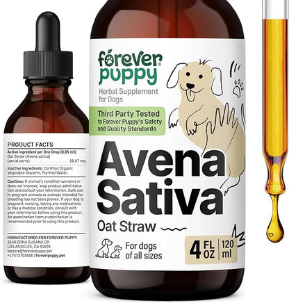 Forever Puppy Avena Sativa Extract for Dogs - Oat Straw Herbal Drops for Calm & Relaxation Support - Pet Composure & Calming Care for Dogs w/Liquid Mood Support Supplement - 4 oz