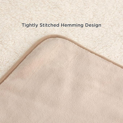Bedsure Cat Blanket for Indoor Cats - Waterproof Calming Cat Blankets for Couch Bed Protection, Sherpa Fleece Pet Blanket, Soft Plush Reversible Throw Furniture Protector, 60"x50", Cream