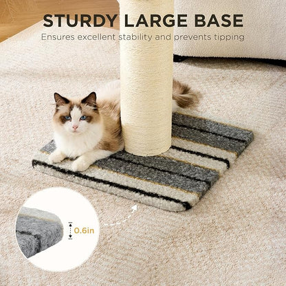 Joydeco Cat Scratching Post 34 Inches Heavy Duty and Thick Scratching Post Sisal Rope with Hanging Ball and Mice for Indoor Cats(Grey)