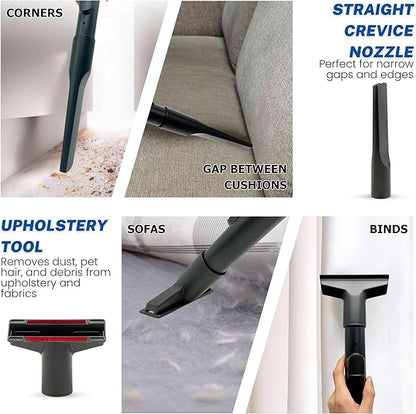 1-3/8'' Vacuum Brush Attachments for Shark, Miele & Most Canister/Handheld Vacuums - Crevice Tool, Upholstery & Horsehair Dusting Brushes - Pet Hair Removal Tool Attachment