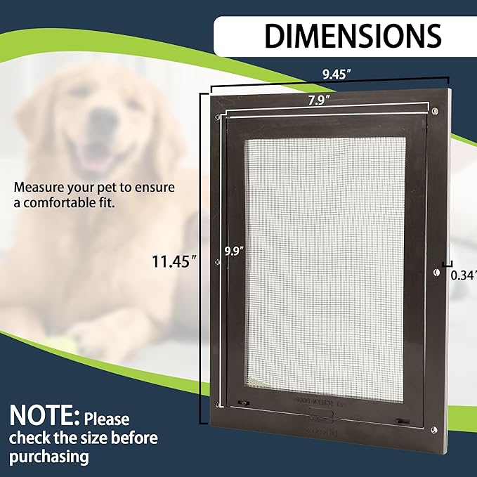 TonGass 7.9" x 9.9" Pet Screen Door Flap Compatible with Doggy Fits Dogs & Cats Under 30 Lbs, Small Dog Doors Flaps, Cat Screen Window Door Flap for Exterior Porch Screen and Window Screen - Brown