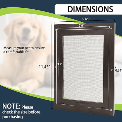 TonGass 7.9" x 9.9" Pet Screen Door Flap Compatible with Doggy Fits Dogs & Cats Under 30 Lbs, Small Dog Doors Flaps, Cat Screen Window Door Flap for Exterior Porch Screen and Window Screen - Brown