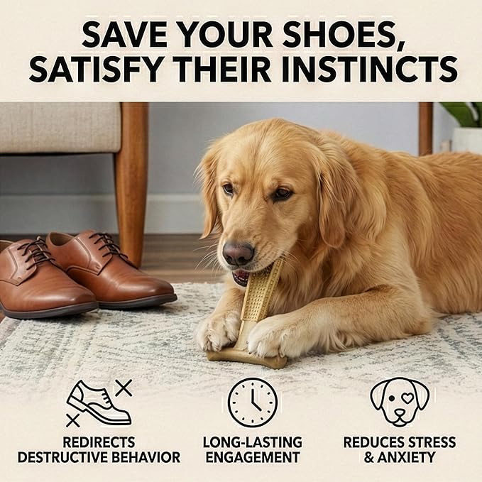 SPOT Bam-Bones Plus Coffee Wood T-Bone Dog Chew Toy, Chicken Flavor, Nylon and Coffee Wood Fiber Blend, Durable Chew for Heavy Chewers and Dogs Under 90 lbs, Non-Splintering Dental Chew, 7 Inch