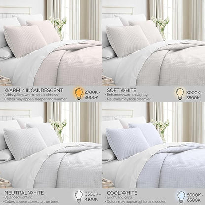 Southshore Fine Living, Inc. Queen Quilt Set, Full Size Bedspread with 2 Matching Pillow Shams, Soft Microfiber Lightweight Quilts, Queen Size Coverlet, Easy Care Quilted Bedding, Light Grey Quilt