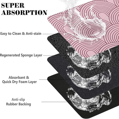 Dog Food Mats for Floors Absorbent, Pet Cat Food Mat - Quick Dry Dog Mat for Food and Water Boho Pet Supplies