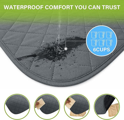 SPRING SEAON Waterproof Chair Pads for Adults & Elder, 22" x 21" Washable Reusable Incontinence Pads, Non-Slip Wheelchair Seat Cover for Bed, Car, Recliner & Protecting Patient Dignity (Gray, 2 Pack)