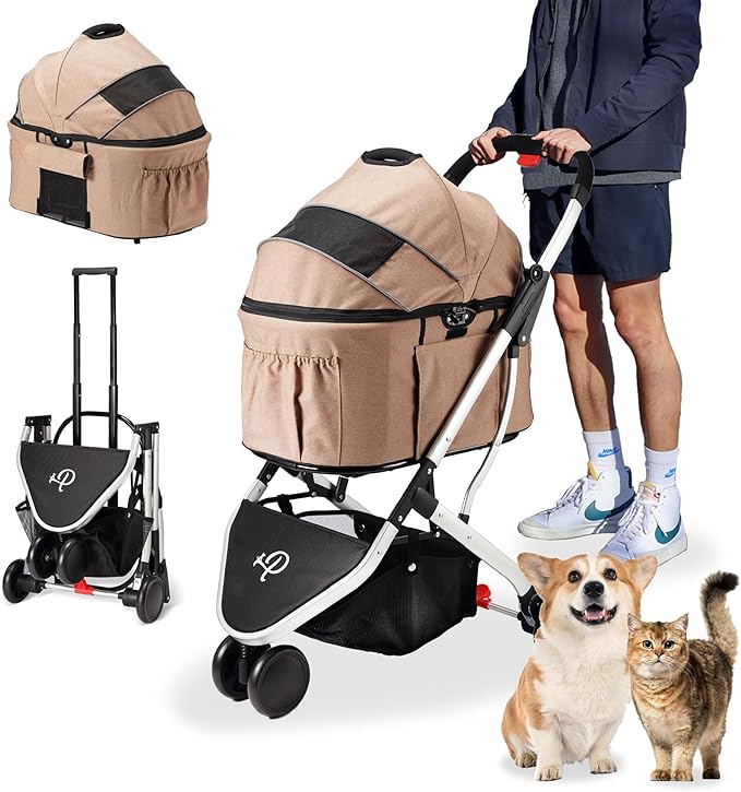 PETIQUE Newport PET Stroller - Desert Rose, 31.50" L X 19.29" W X 39.37" H